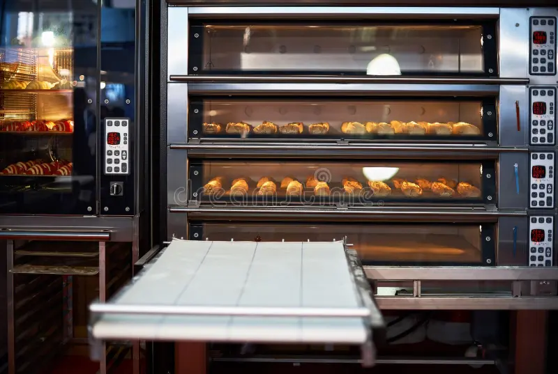 industrial-convection-oven-cooked-bakery-products-catering-professional-kitchen-equipment-148356224